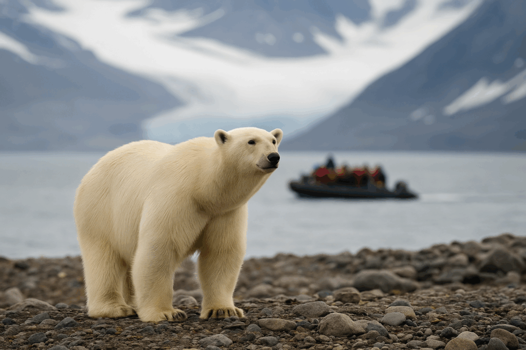 Eisbär an der Küste von Spitzbergen